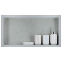 Nicho Para Banheiro Em Porcelanato Polido Porta Shampoo Sabonete Organizador (Cinza Claro 60cm)