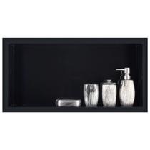 Nicho Para Banheiro Em Porcelanato Polido Porta Shampoo Sabonete Organizador (Preto Absoluto 60cm)