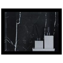 Nicho Para Banheiro Em Porcelanato Polido Porta Shampoo Sabonete Organizador - Preto Venato 40cm