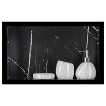 Nicho Para Banheiro Em Porcelanato Polido Porta Shampoo Sabonete Organizador Preto Venato 50cm