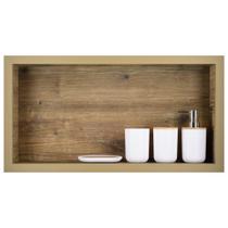 Nicho Para Banheiro Em Porcelanato Porta Shampoo Sabonete Organizador (Madeirado 60)