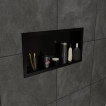 Nicho Para Banheiro Ou Cozinha Preto Parede Embutir 33x63cm