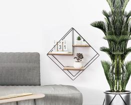 Nicho para decoração aramado triangular c/ prateleiras preto com cru Nicho para decoração aramado triangular c/ prateleiras preto com cru