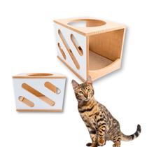Nicho Para Gato 1pç Montado Acompanha Kit Fixação Casa para Gato Linhas Diagonais Nicho Para Gato 1pç Montado Acompanha Kit Fixação Casa para Gato Linhas Diagonais