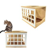 Nicho Para Gato Multi Square MDF Resistente Montado Com Carpete Antiderrapante Casinha Para Gato Suspensa