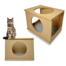 Nicho Para Gatos MDF CRU 15mm REFORÇADO Frente Redonda Montado com Carpete Casa para Gatos