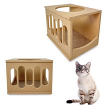 Nicho Para Gatos MDF CRU 15mm REFORÇADO Frente Wave Montado com Carpete Casa para Gatos