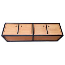 Nicho para Parede com Portas de Madeira e Ferro Decoração Industrial Cores Preto e Canela