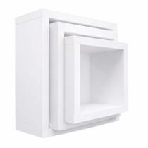 Nicho para quarto quadrado banheiro prateleira MDF Kit 3 pc - Branco Nicho para quarto quadrado banheiro prateleira MDF Kit 3 pc - Branco