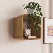 Nicho para Quarto Simples 30x30cm Curve Marrom Carvalho Xingu