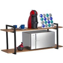 Nicho Para Sala Preto Com Prateleiras Amadeirado 80cm SF