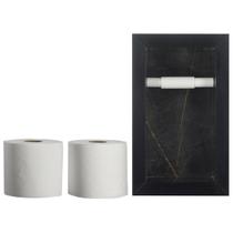 Nicho Porta Papel Higiênico Duplo Para Banheiro Organizador Em Porcelanato (Preto)