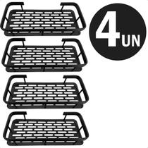 Nicho Prateleira Banheiro Aço Inox Preto Adesivo Sem Furo Porta Shampoo Parede Organizador Cozinha Kit 4