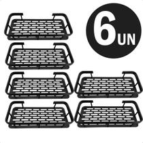 Nicho Prateleira Banheiro Aço Inox Preto Adesivo Sem Furo Porta Shampoo Parede Organizador Cozinha Kit 6