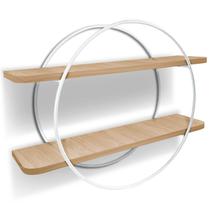 Nicho Prateleira Dupla 60x15 Cm Mdf De Parede Round Branco/Jade Nicho Prateleira Dupla 60x15 Cm Mdf De Parede Round Branco/Jade
