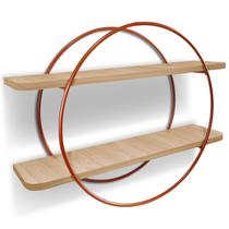 Nicho Prateleira Dupla 60x15 Cm Mdf De Parede Round Cobre/Jade Nicho Prateleira Dupla 60x15 Cm Mdf De Parede Round Cobre/Jade