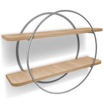 Nicho Prateleira Dupla 60x15 Cm Mdf De Parede Round Prata/Jade Nicho Prateleira Dupla 60x15 Cm Mdf De Parede Round Prata/Jade