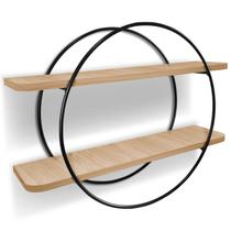 Nicho Prateleira Dupla 60x15 Cm Mdf De Parede Round Preto/Jade Nicho Prateleira Dupla 60x15 Cm Mdf De Parede Round Preto/Jade