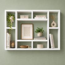 Nicho Prateleira MDF Branco 80X90X15cm de Parede Organizador Livros Quarto Sala Cozinha Escritorio