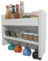 Nicho Prateleira Para Cozinha Porta Temperos em MDF Branco - Click Decore Arte