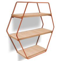 Nicho Prateleira Parede Tripla Evale Para Decoração Industrial Cobre/Jade