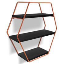 Nicho Prateleira Parede Tripla Evale Para Decoração Industrial Cobre/Preto