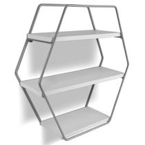 Nicho Prateleira Parede Tripla Evale Para Decoração Industrial Prata/Branco