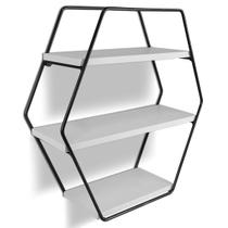 Nicho Prateleira Parede Tripla Evale Para Decoração Industrial Preto/Branco
