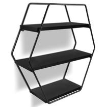 Nicho Prateleira Parede Tripla Evale Para Decoração Industrial Preto/Preto