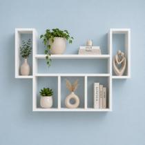 Nicho Prateleira Suspensa MDF Branco 80x90x15cm Parede Sala Quarto Nicho Prateleira Suspensa MDF Branco 80x90x15cm Parede Sala Quarto