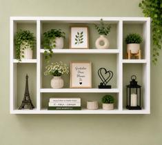 Nicho Prateleira Suspensa MDF Branco 80x90x18cm para Sala e Quarto Decorativo multifuncional Sinanue