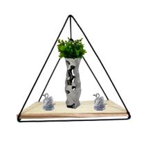 Nicho Prateleira Triangular Metal Aramado Madeira 38x33 Preto