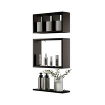 Nicho Prateleiras Decorativa 40x12cm Eze Preto para Banheiro Nicho Prateleiras Decorativa 40x12cm Eze Preto para Banheiro