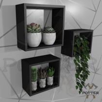 Nicho Preto Decorativo Kit com 3 peças MDF Decoração ambientes