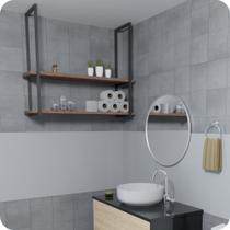 Nicho Preto Prateleira Suspensa Teto Banheiro Madeirado 80cm Nicho Preto Prateleira Suspensa Teto Banheiro Madeirado 80cm