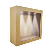 Nicho Quadrado Decorativo Duplo com Led 32x32x12 Mdf Madeira
