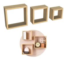 Nicho Quadrado MDF Cru Espessura Resistente Trio P M G 20x20 25x25 30x30 Decorativo Parede Kit 3 Nicho Quadrado MDF Cru Espessura Resistente Trio P M G 20x20 25x25 30x30 Decorativo Parede Kit 3