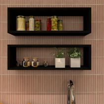 Nicho Retangular P15cm Minimalista Preto MDF Organizador Cozinha - Rufatto Decorações