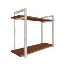 Nicho Sala Com Prateleira Dupla Amêndoa Mdf 80Cm Base Branca Nicho Sala Com Prateleira Dupla Amêndoa Mdf 80Cm Base Branca