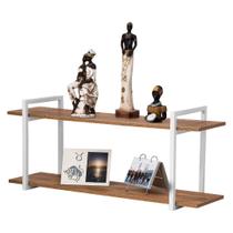 Nicho Sala e Quarto Branco Com Prateleiras Amadeirado 100cm