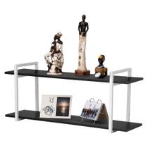 Nicho Sala e Quarto Branco Com Prateleiras Preto 80cm Nicho Sala e Quarto Branco Com Prateleiras Preto 80cm