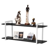 Nicho Sala e Quarto Branco Com Prateleiras Preto 80cm Nicho Sala e Quarto Branco Com Prateleiras Preto 80cm