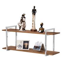 Nicho Sala e Quarto Cromado Com Prateleiras Amadeirado 60cm