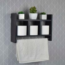 Nicho Toalheiro Preto 45 x 30cm para Banheiro
