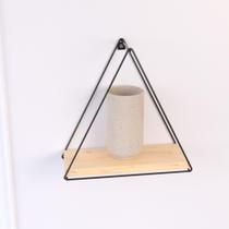 Nicho Triangular Madeira Natural Metal Aço Preto - settis Nicho Triangular Madeira Natural Metal Aço Preto - settis