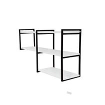 Nicho Triplo Invertido 60X20 Preto Delicado e Moderno