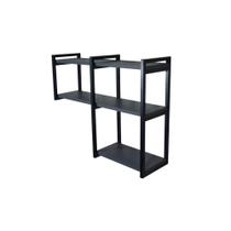 Nicho Triplo Invertido 70x15 Preto Delicado e moderno