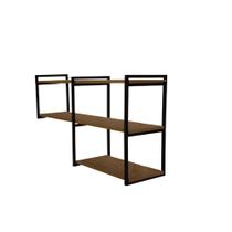 Nicho Triplo Invertido 70X20 Preto Delicado e Moderno