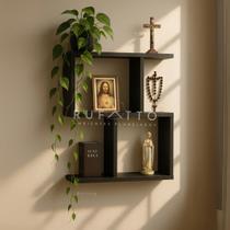 Nicho ZIG Estante Livros MDF Organizador Escritório Quarto Sala - PRETO