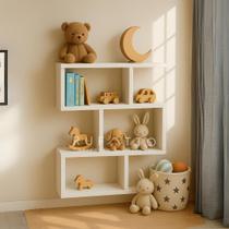 Nicho ZIG GRANDE Estante Livros MDF Organizador Escritório Quarto Sala - BRANCO Nicho ZIG GRANDE Estante Livros MDF Organizador Escritório Quarto Sala - BRANCO